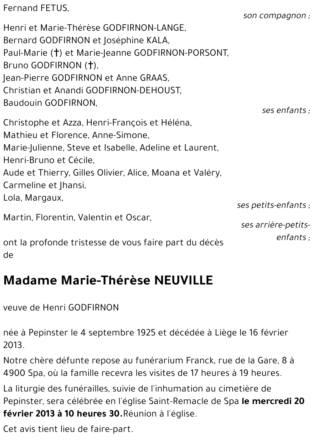 Marie-Thérèse NEUVILLE