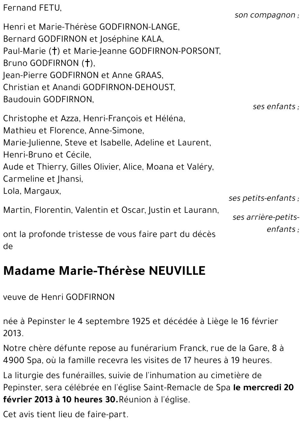 Marie-Thérèse NEUVILLE