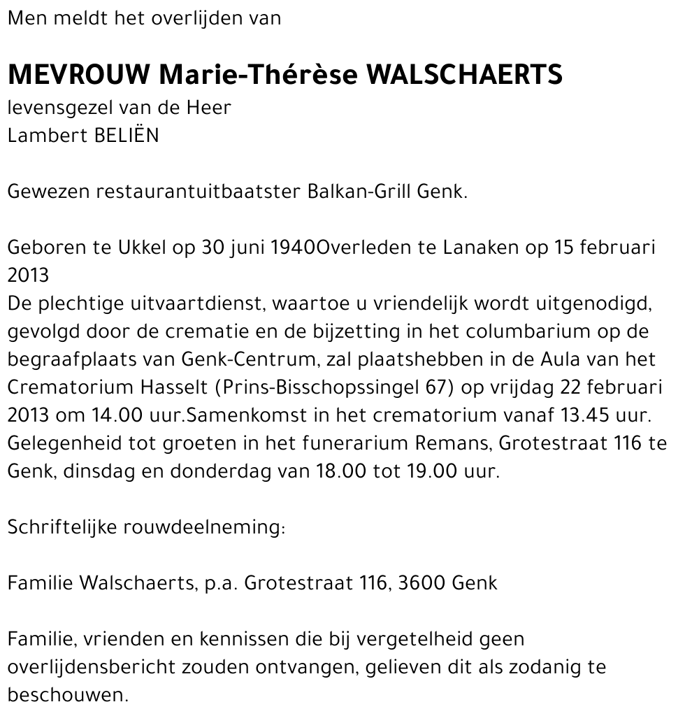 Marie-Thérèse WALSCHAERTS
