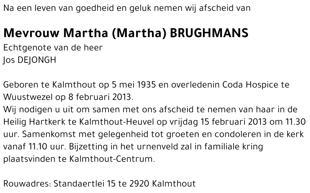 Martha Octavia Josepha BRUGHMANS