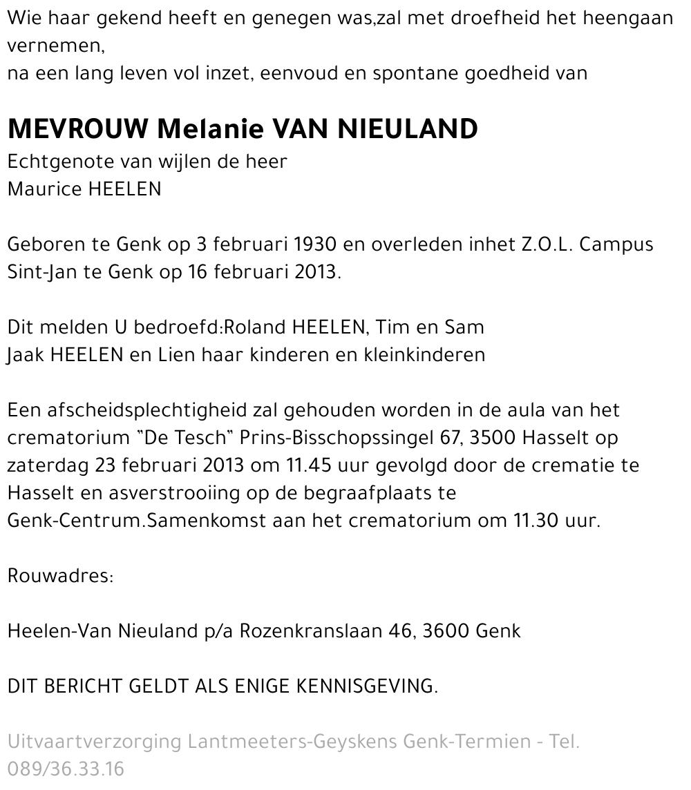 Melanie VAN NIEULAND