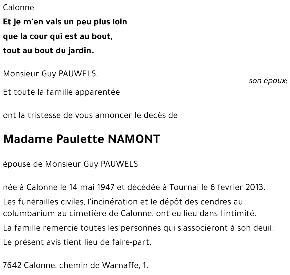 Paulette NAMONT