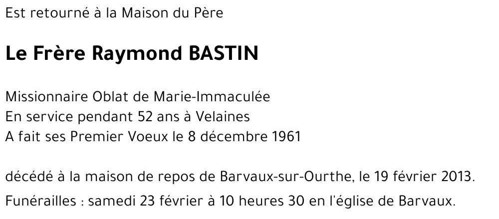 Raymond BASTIN