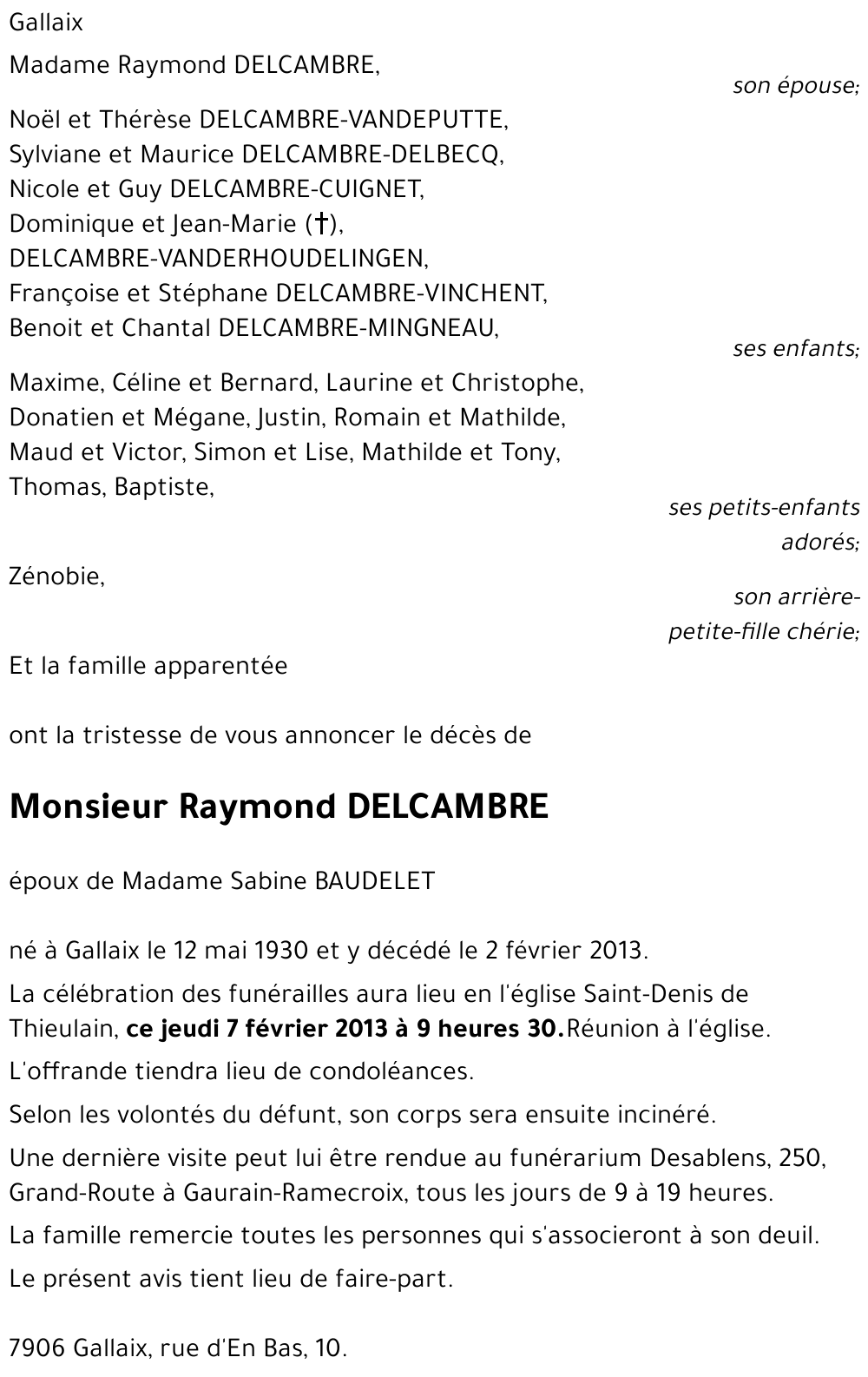 Raymond DELCAMBRE
