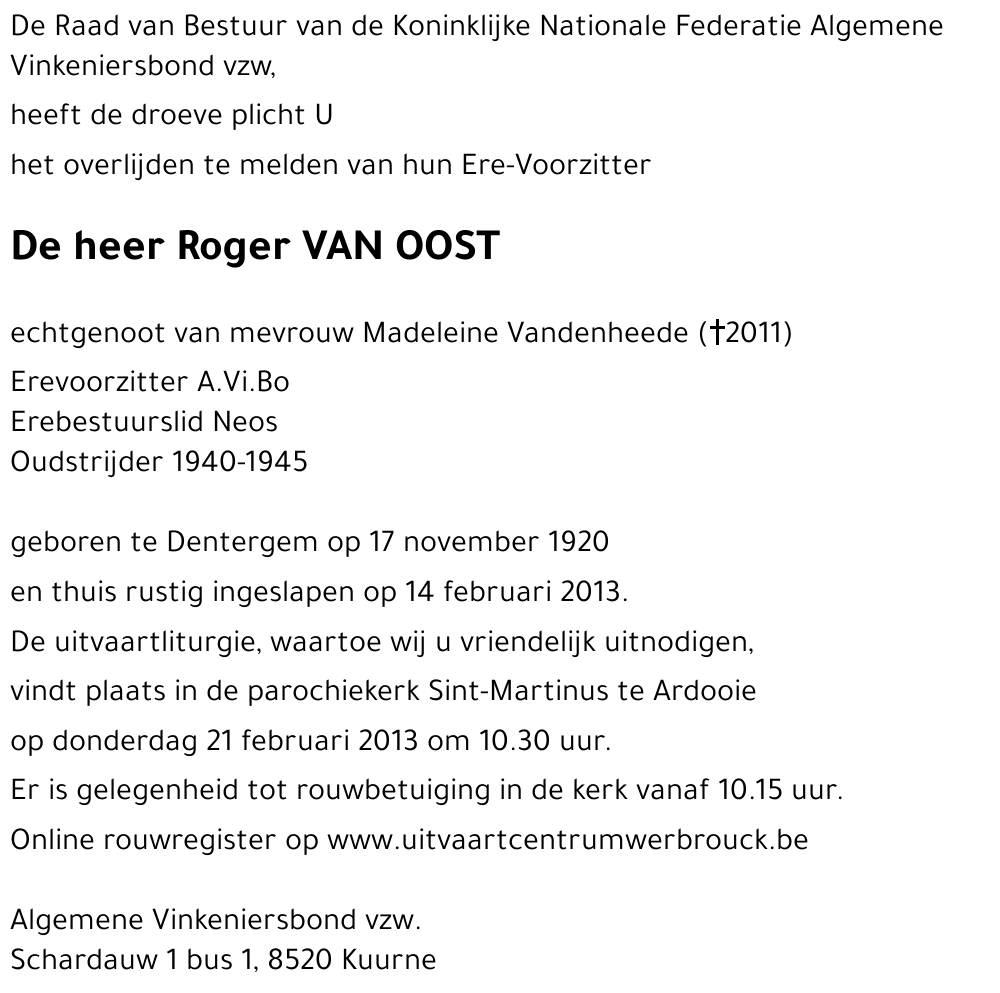 Roger VAN OOST