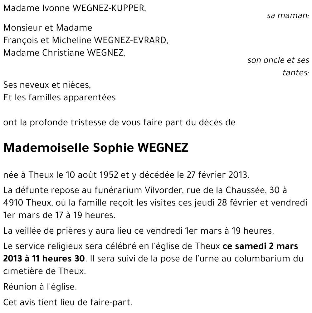 Sophie WEGNEZ