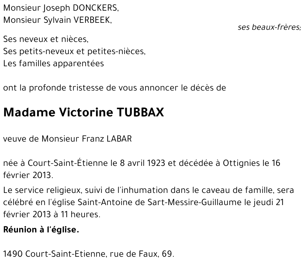 Victorine TUBBAX