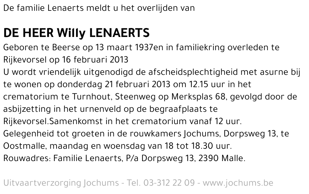 Willy Lenaerts
