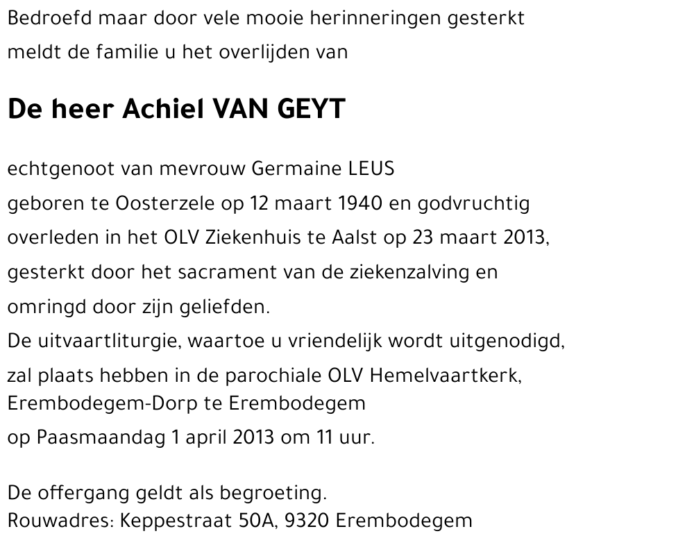 Achiel VAN GEYT