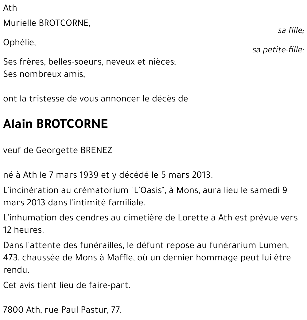 Alain BROTCORNE