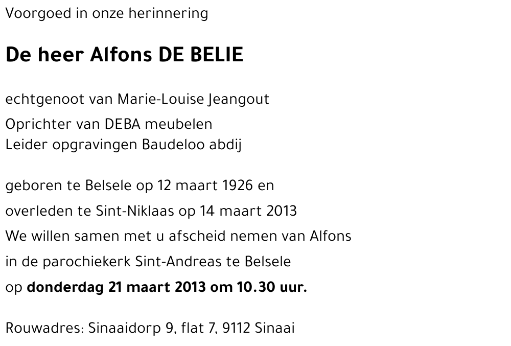 Alfons DE BELIE