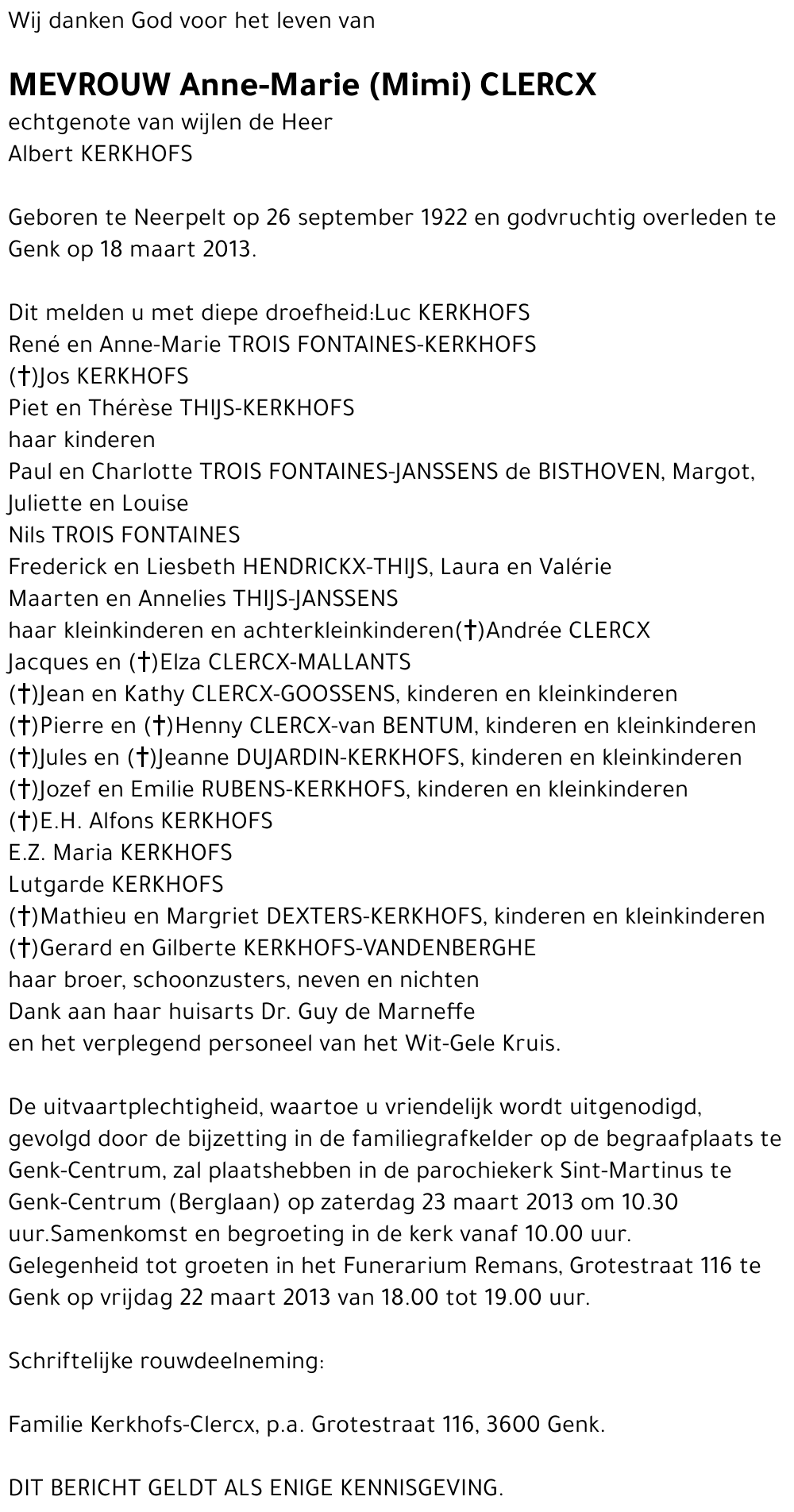 Anne-Marie (Mimi) CLERCX