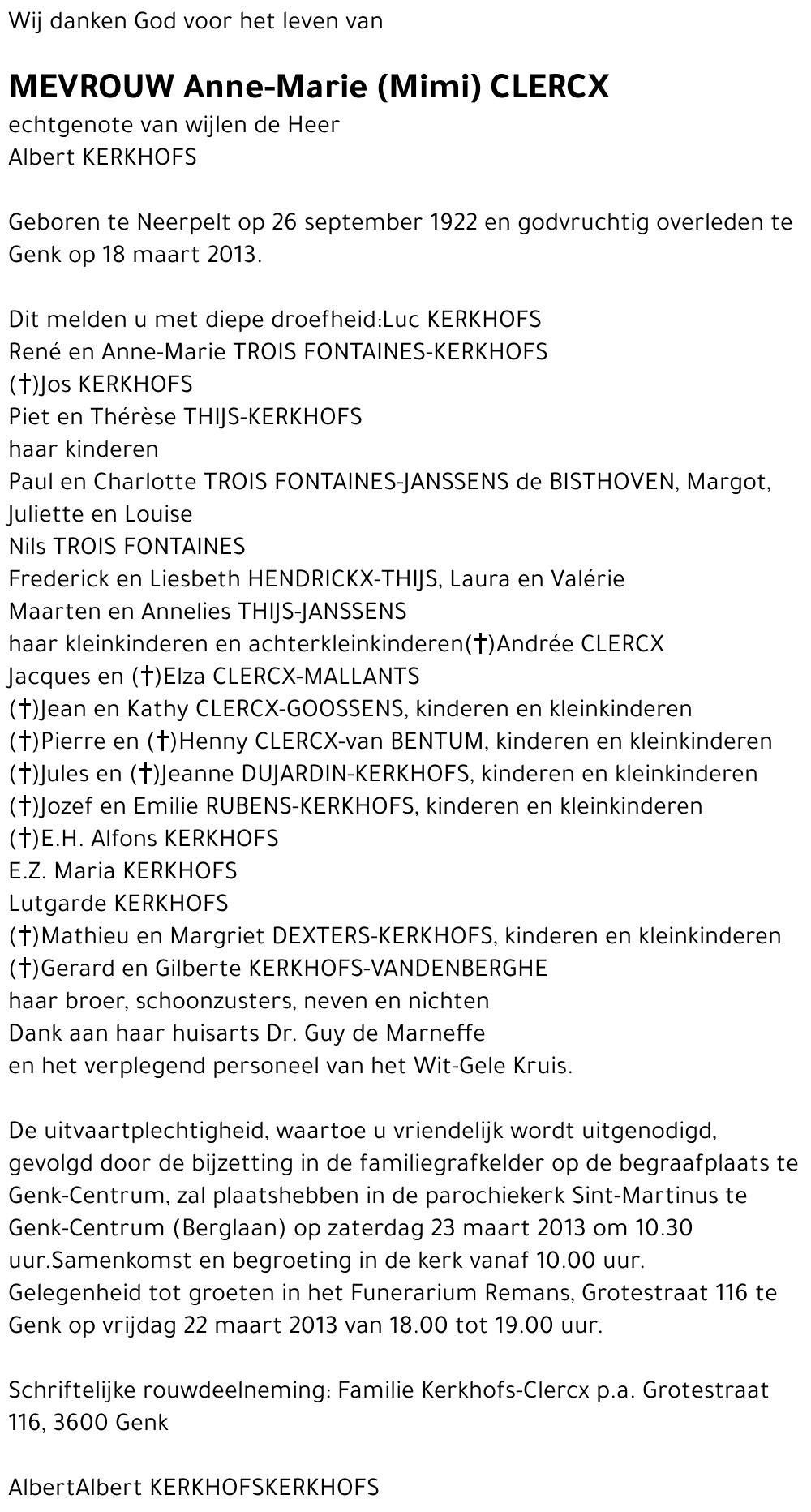 Anne-Marie (Mimi) CLERCX