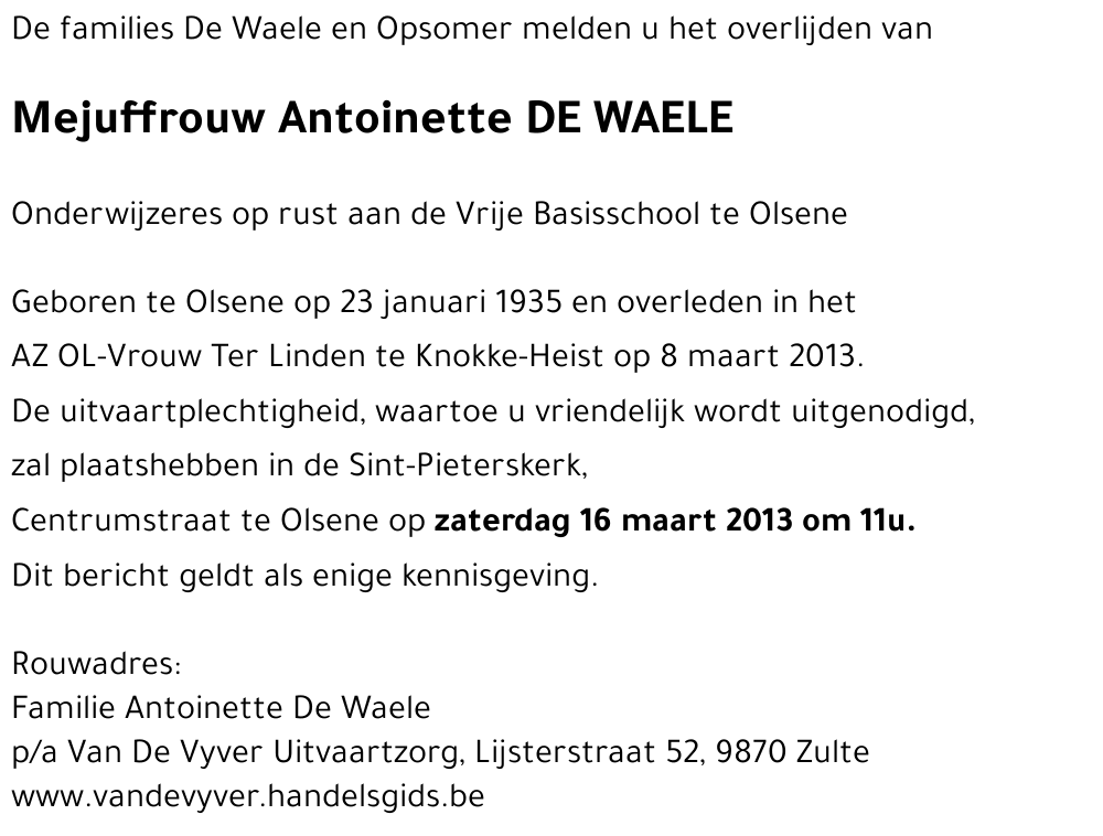 Antoinette DE WAELE