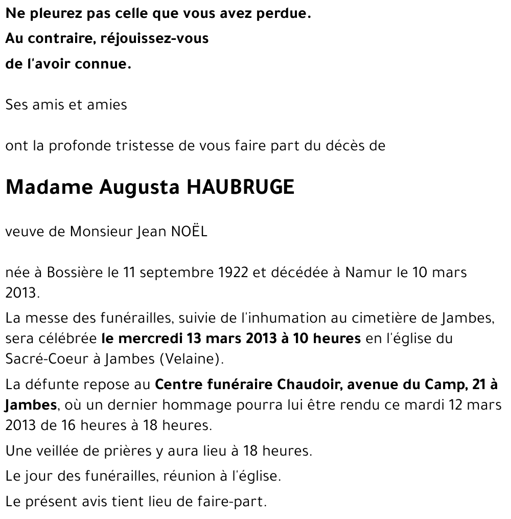Augusta HAUBRUGE