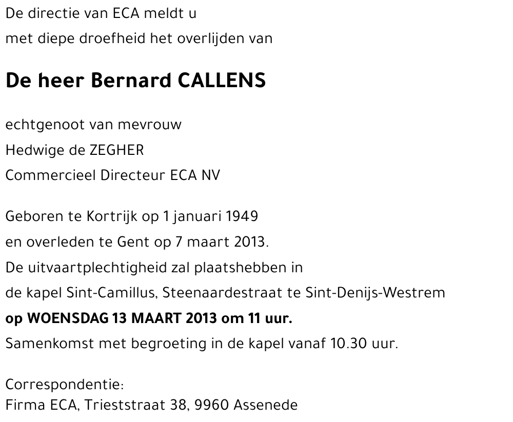 Bernard CALLENS