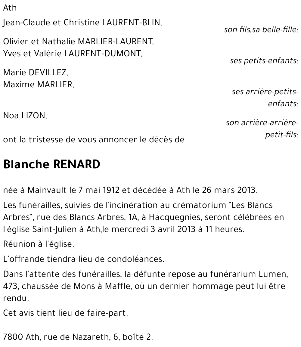 Blanche RENARD