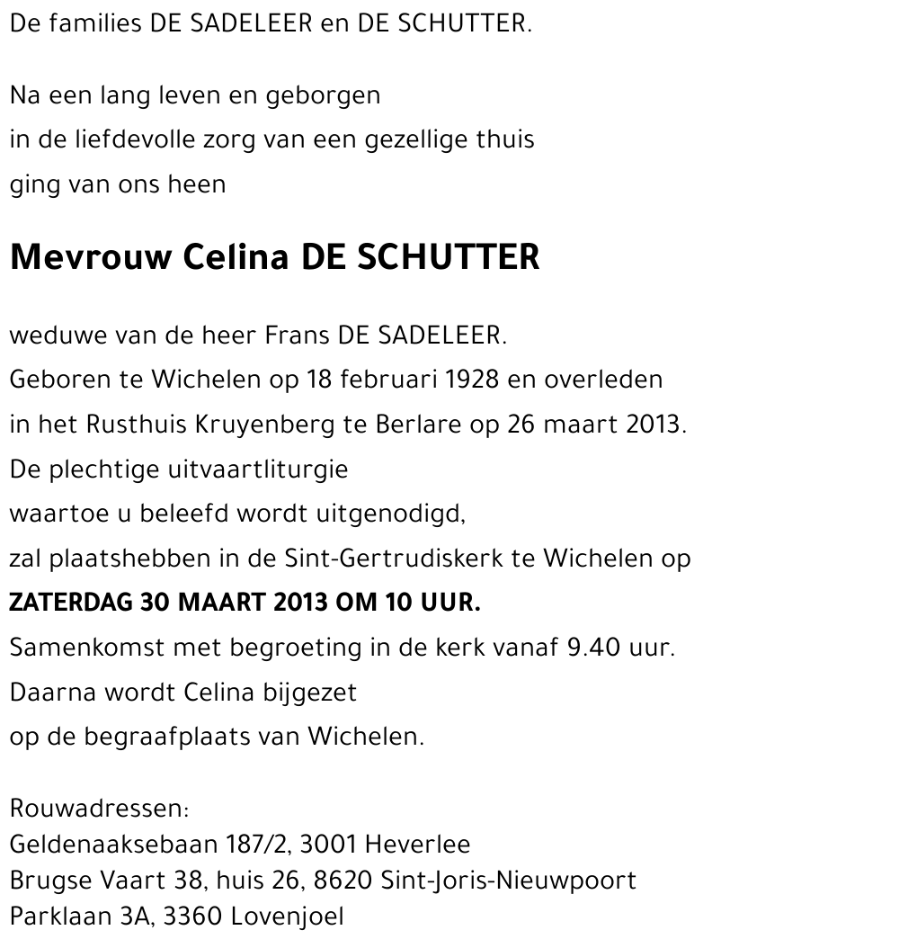 Celina DE SCHUTTER