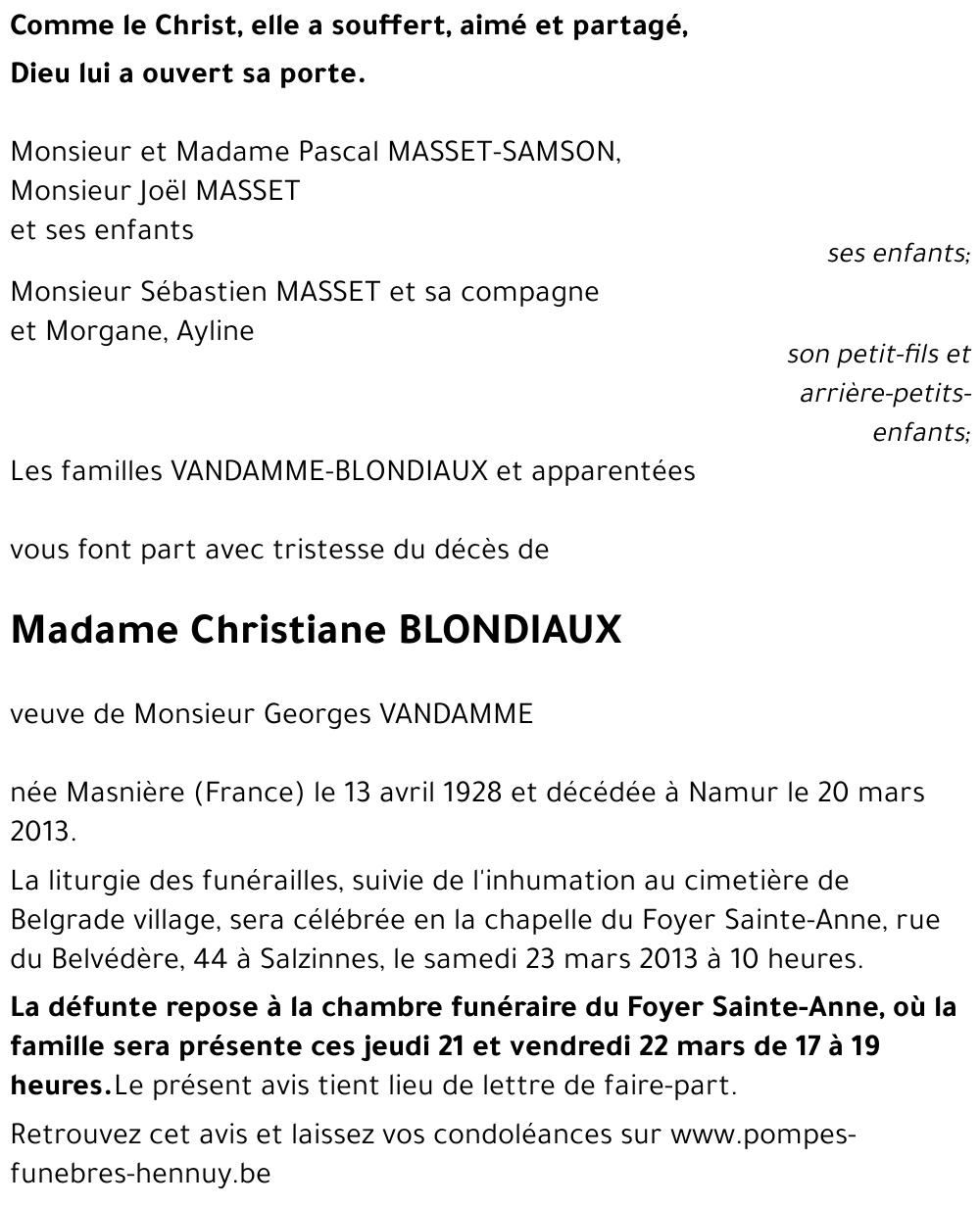 Christiane BLONDIAUX