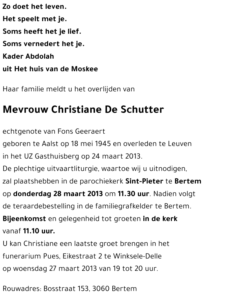 Christiane De Schutter