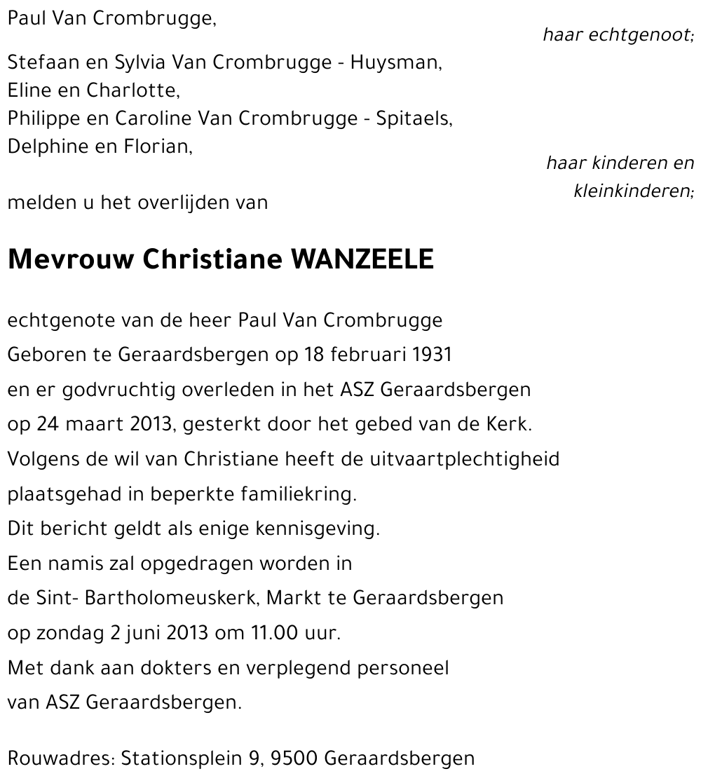 Christiane WANZEELE
