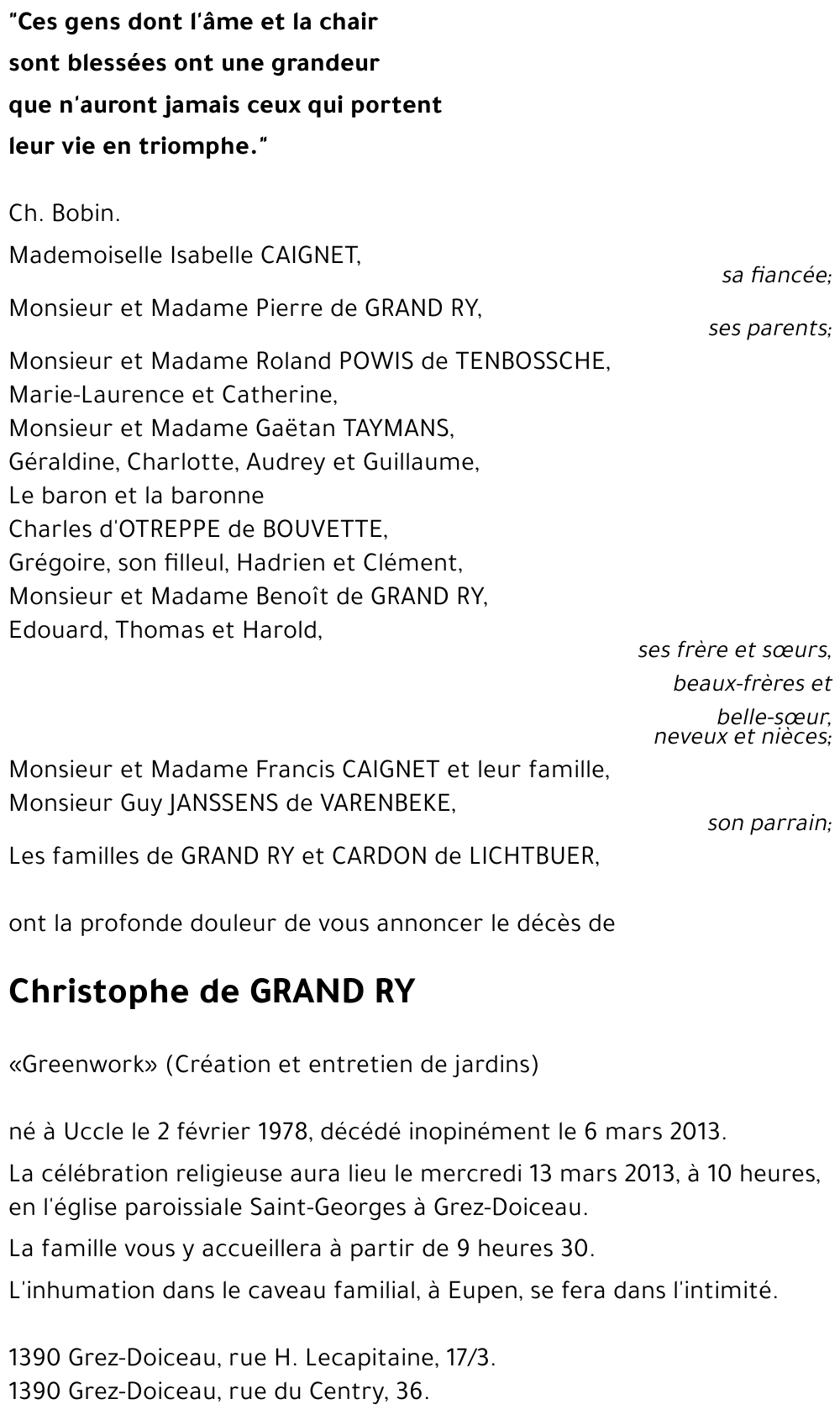 Christophe de GRAND RY