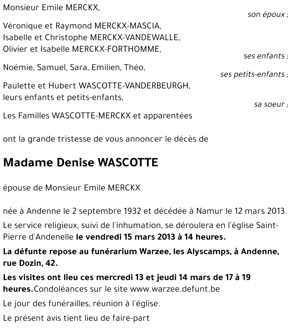 Denise WASCOTTE