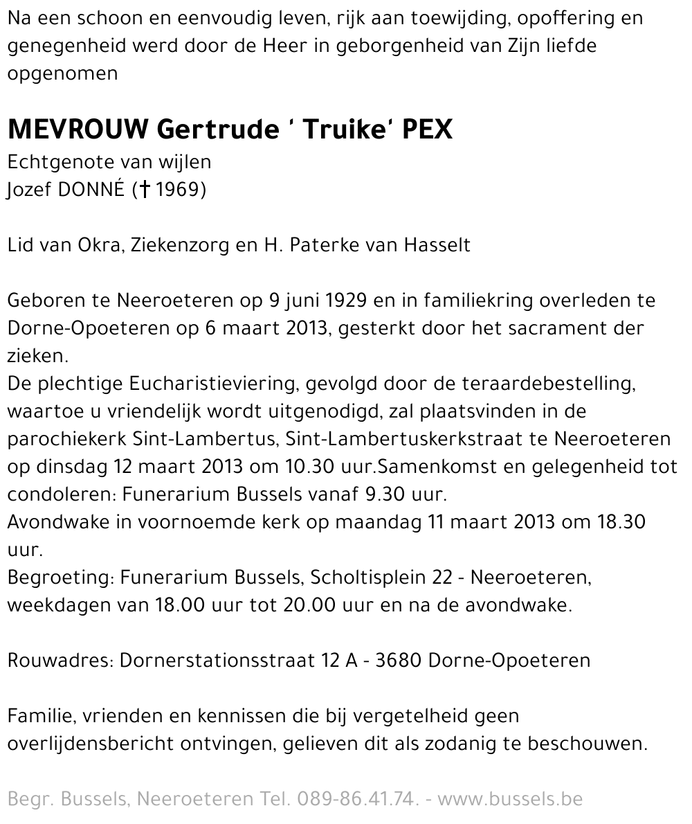 Gertrude ' Truike' PEX