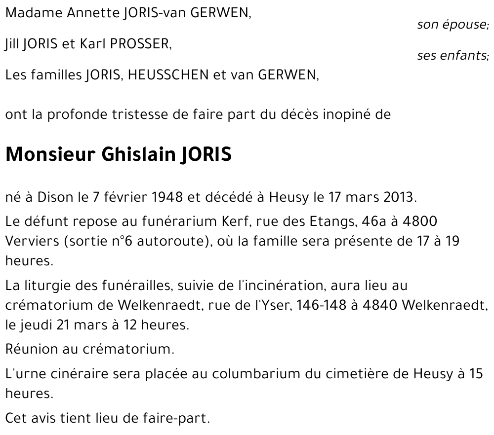 Ghislain JORIS