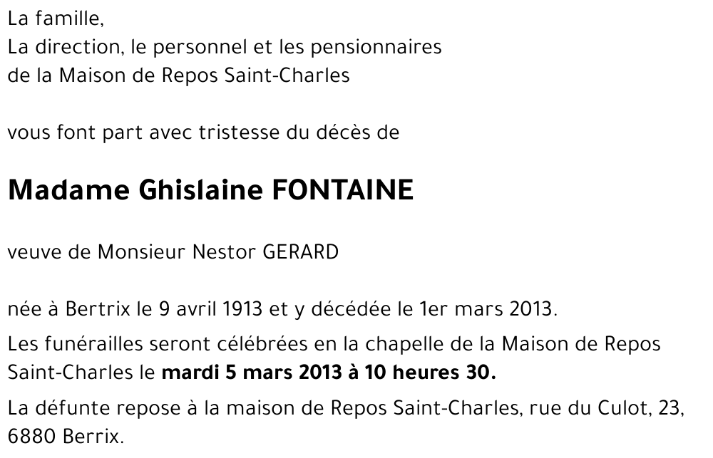 Ghislaine FONTAINE