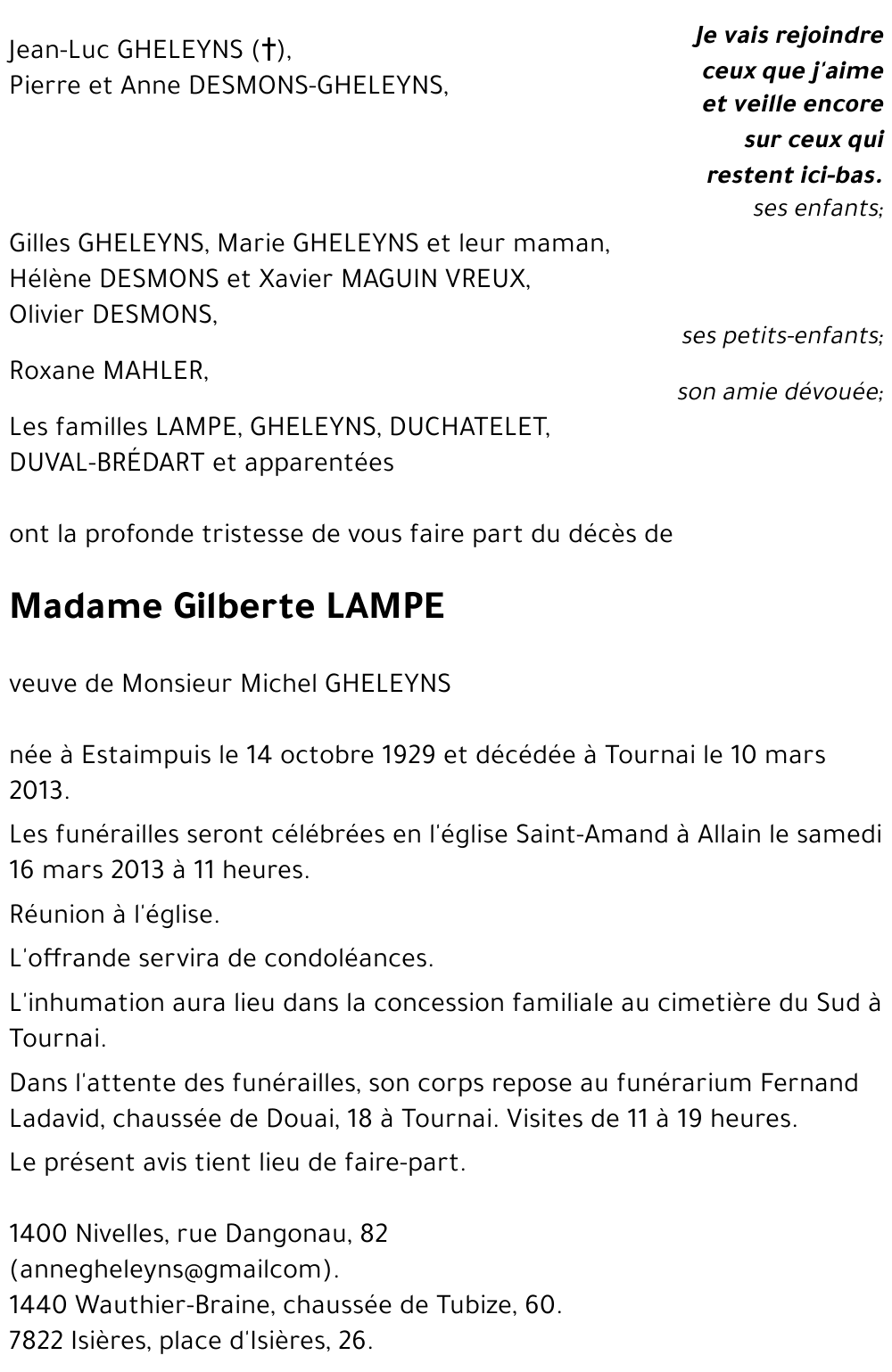 Gilberte LAMPE