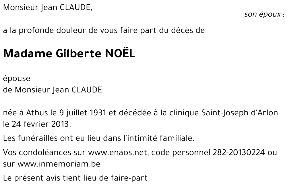 Gilberte NOËL