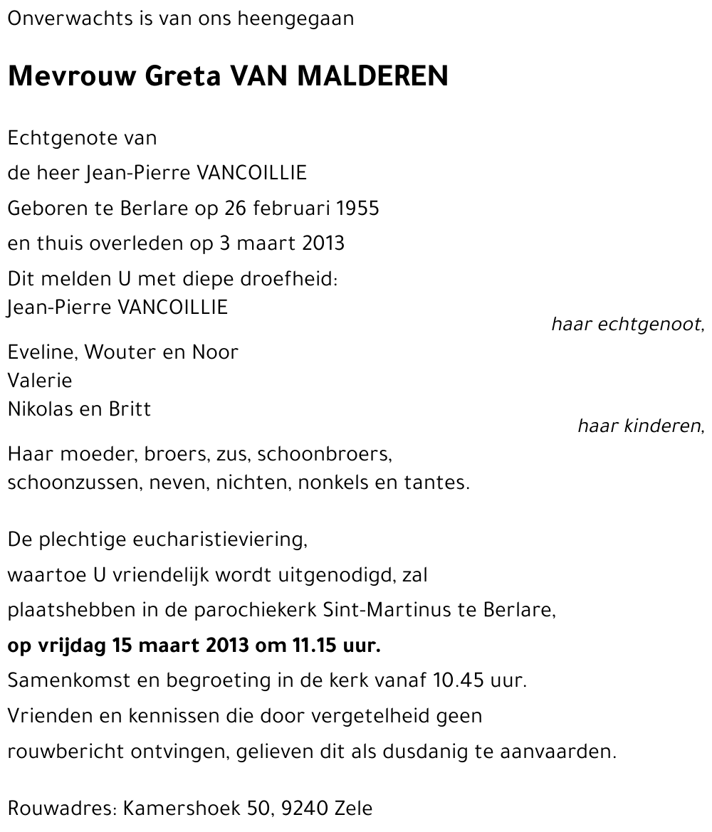 Greta VAN MALDEREN