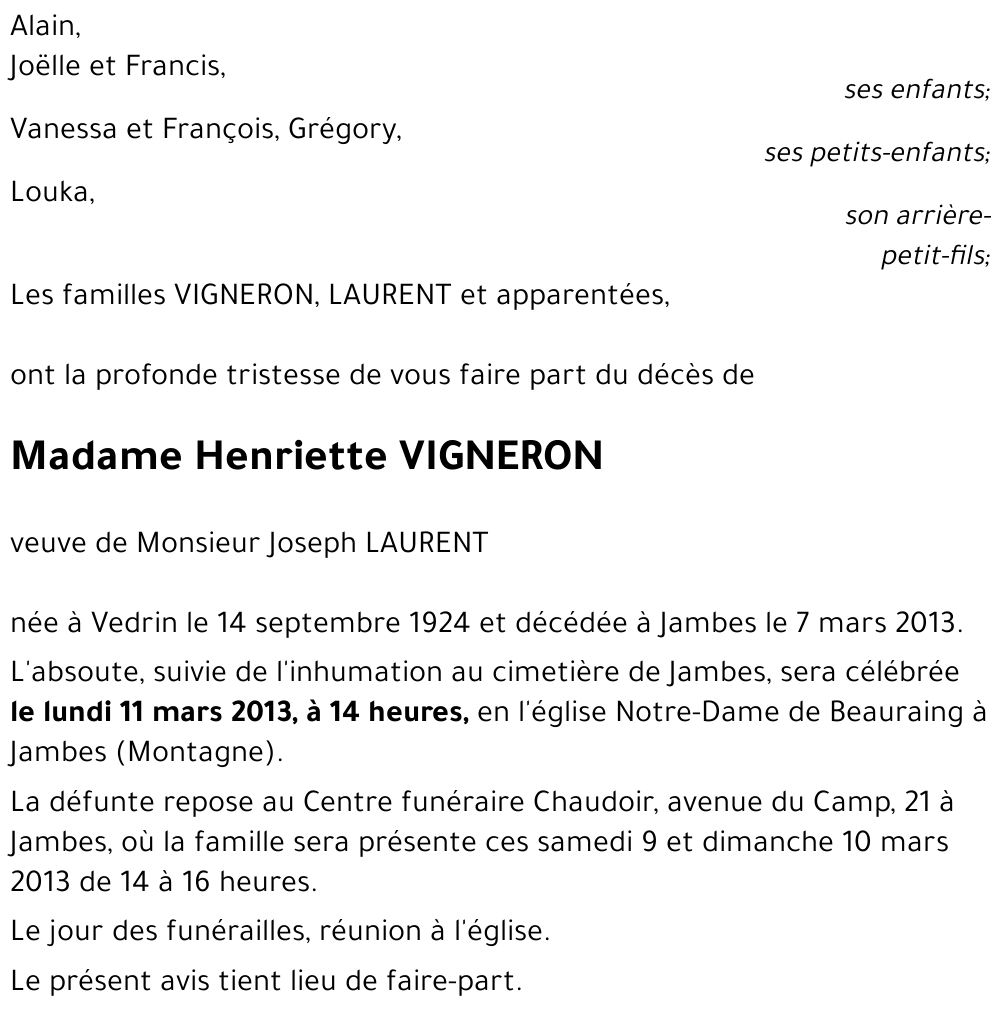 Henriette VIGNERON