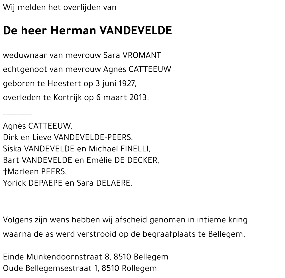 Herman VANDEVELDE
