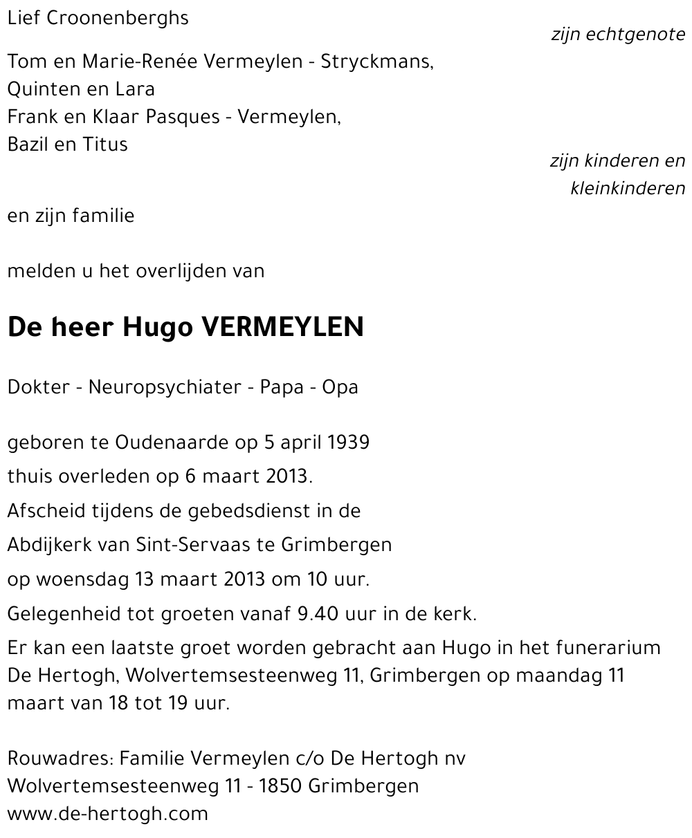 Hugo VERMEYLEN