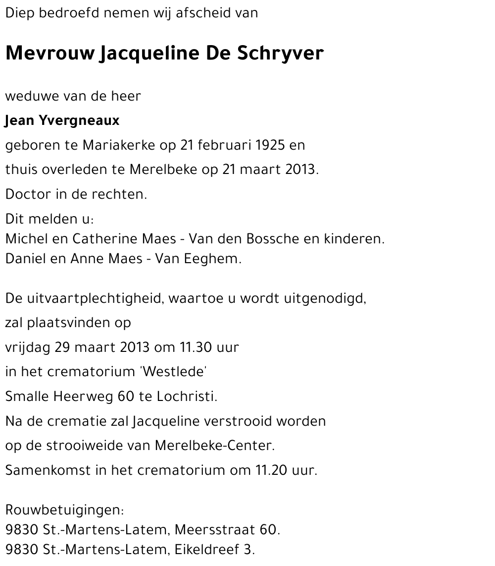 Jacqueline De Schryver