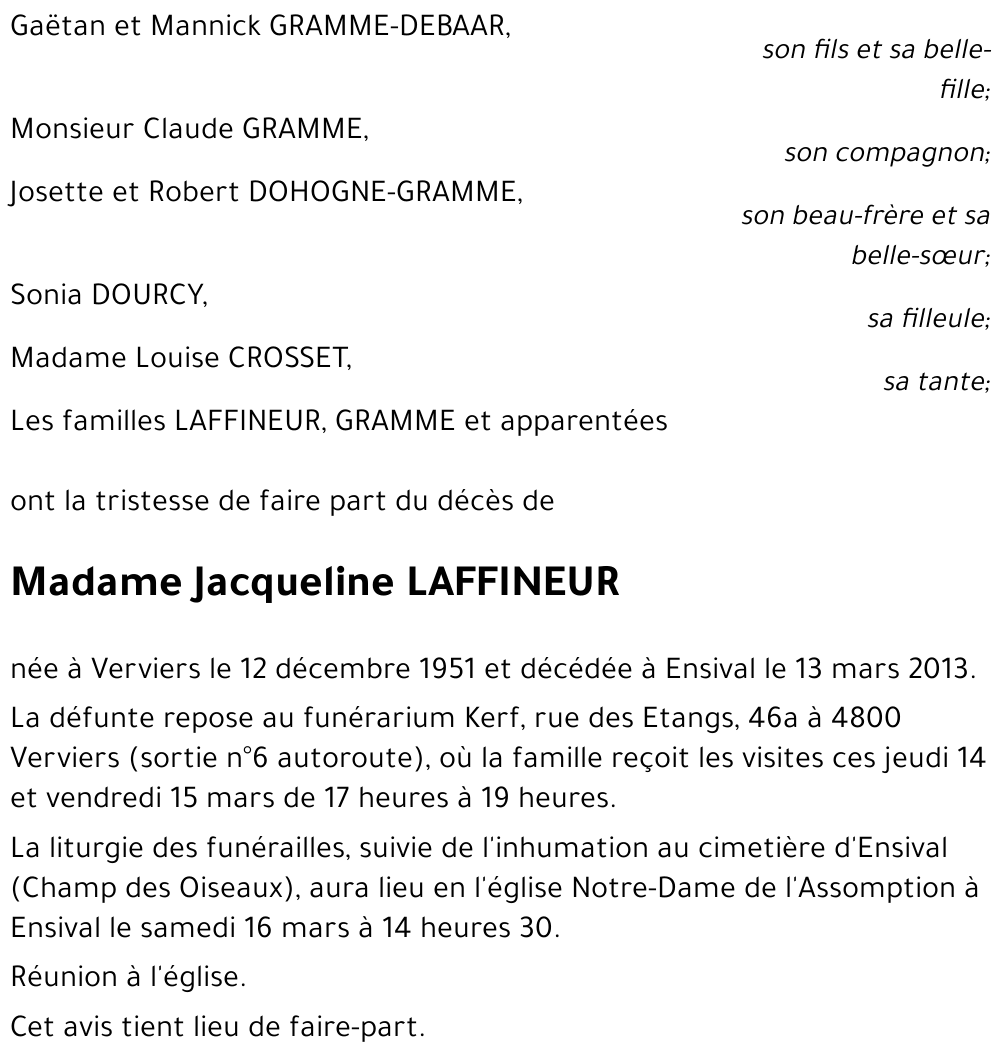 Jacqueline LAFFINEUR