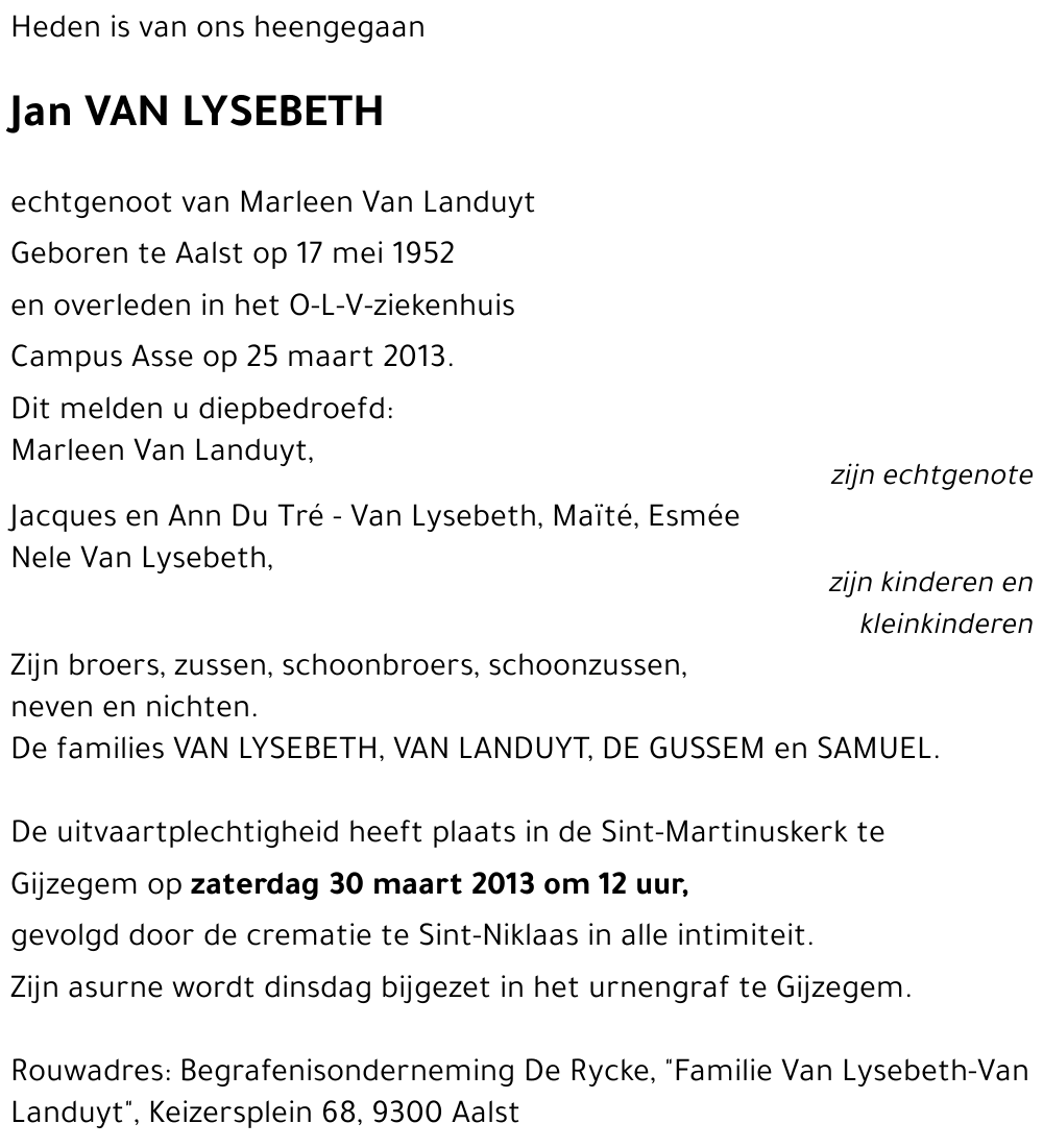 Jan VAN LYSEBETH