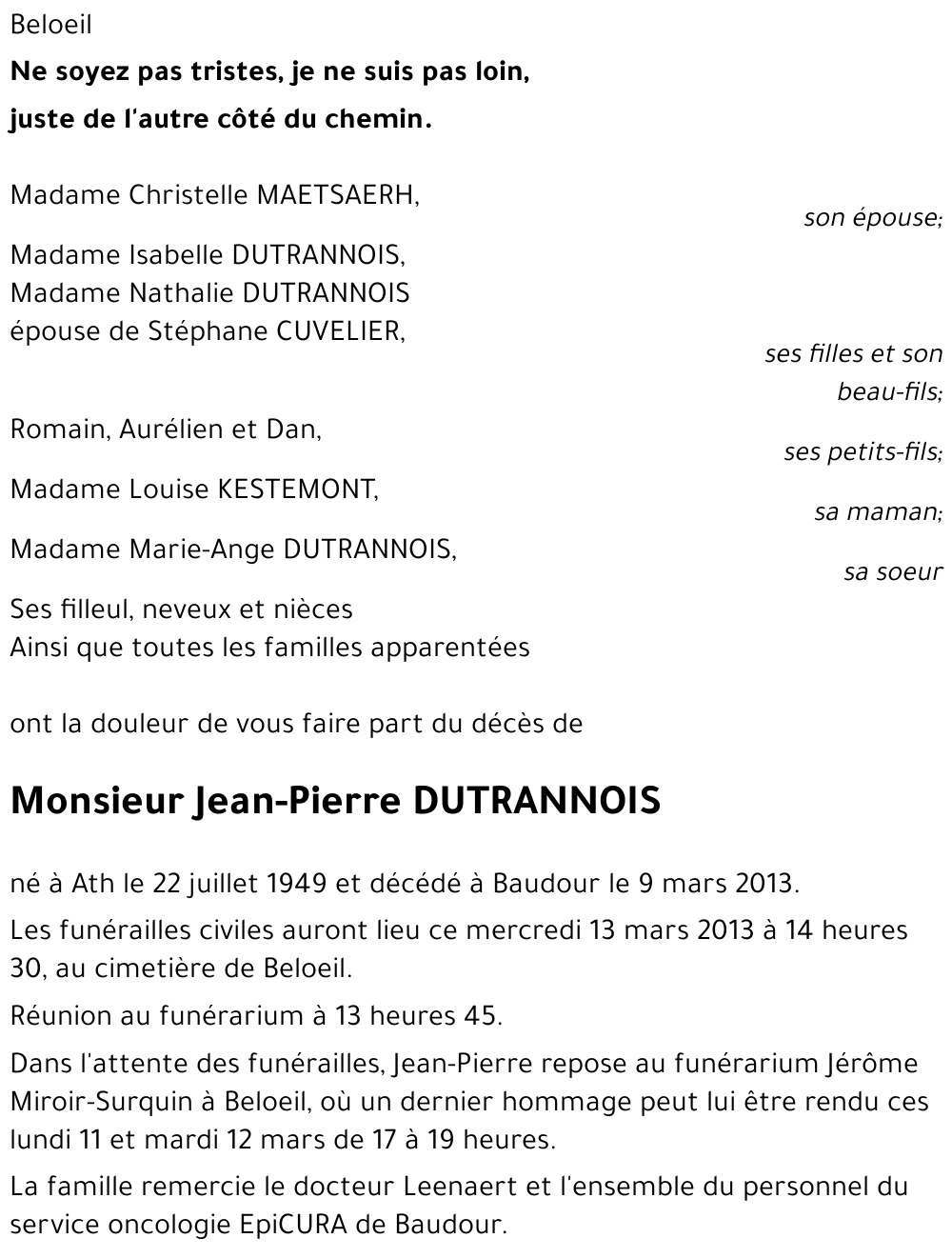 Jean-Pierre DUTRANNOIS