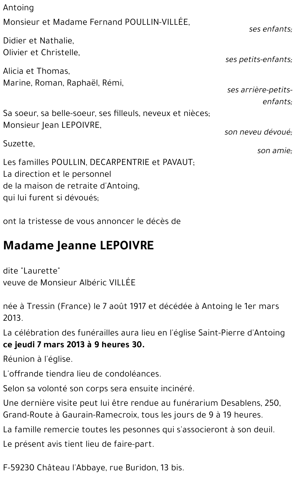 Jeanne LEPOIVRE