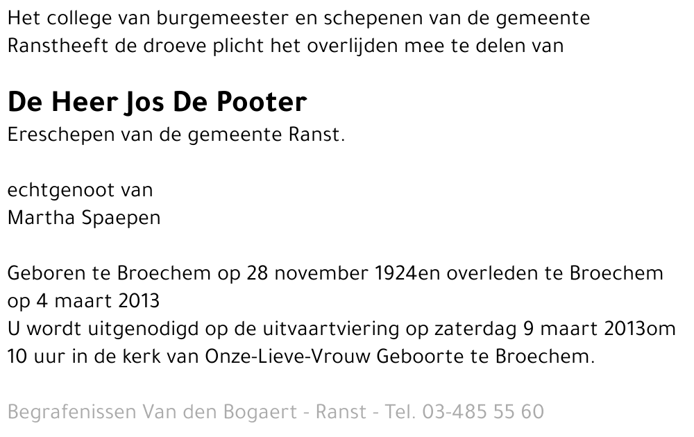 Jos De Pooter