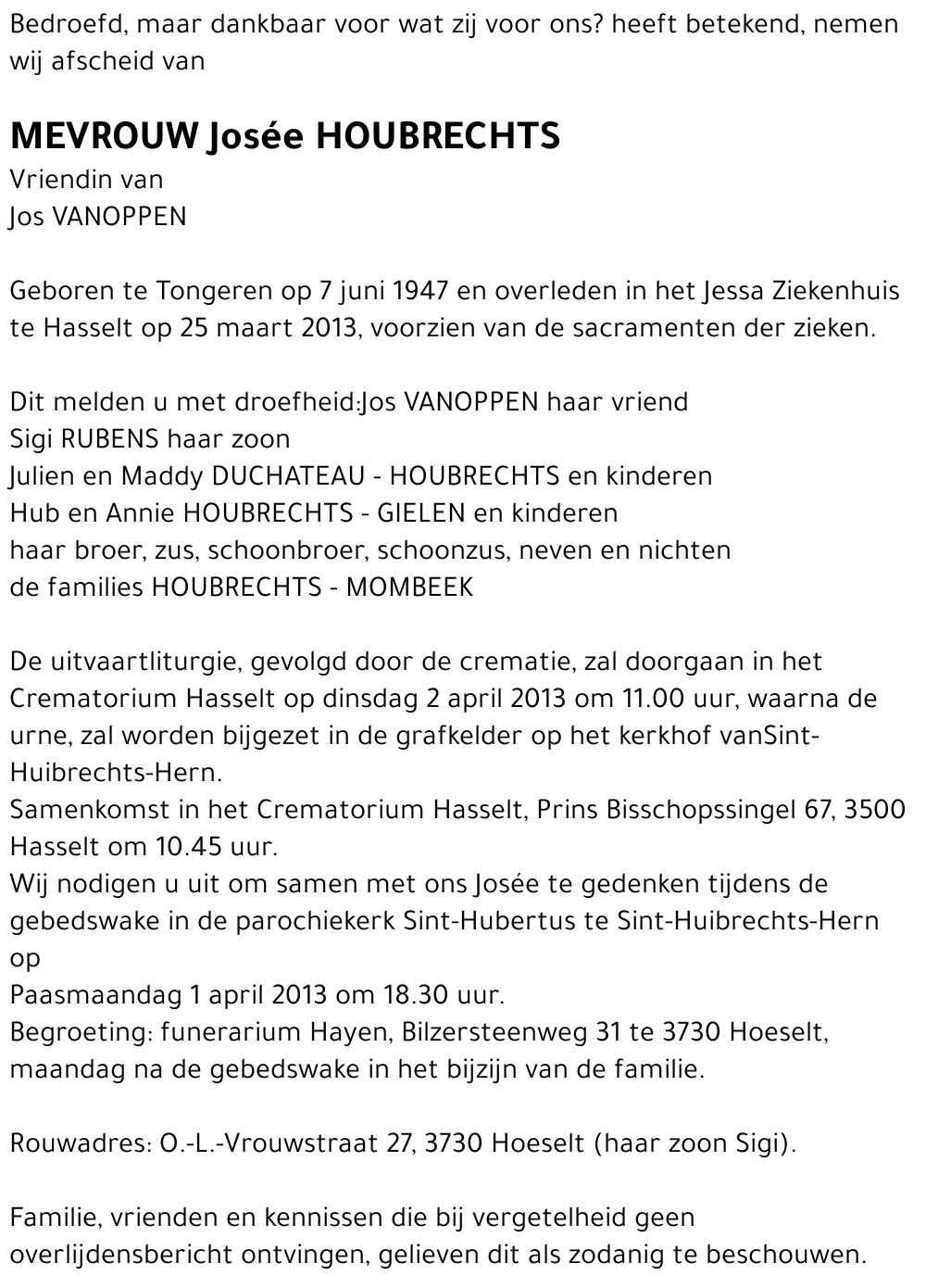 Josée HOUBRECHTS