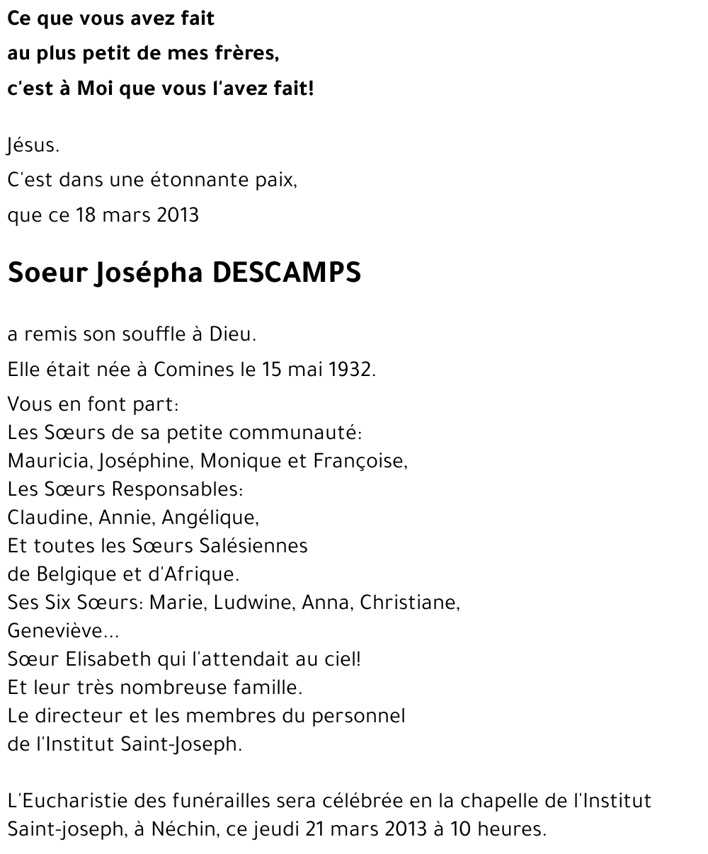 Josepha DESCAMPS