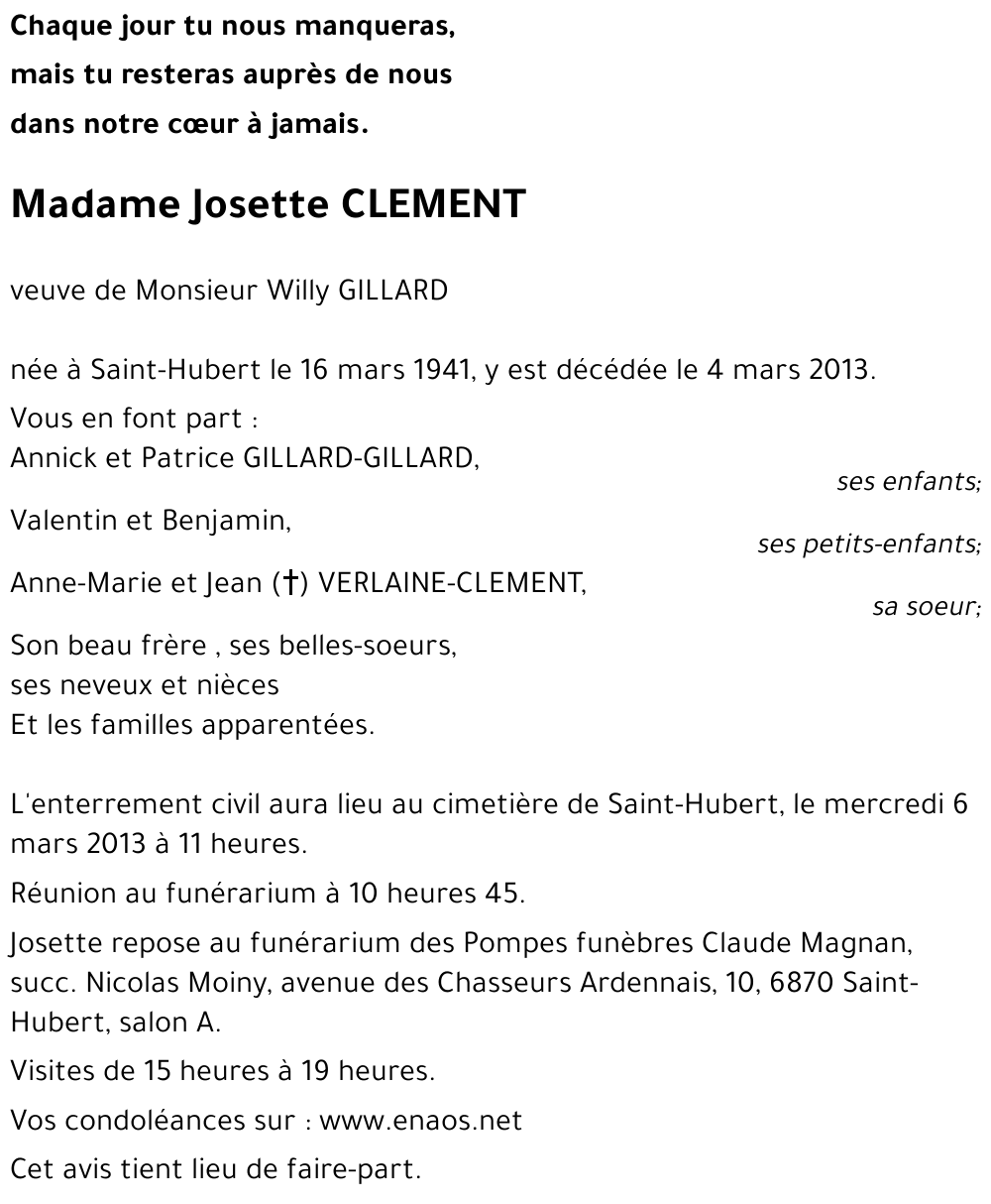 Josette CLEMENT