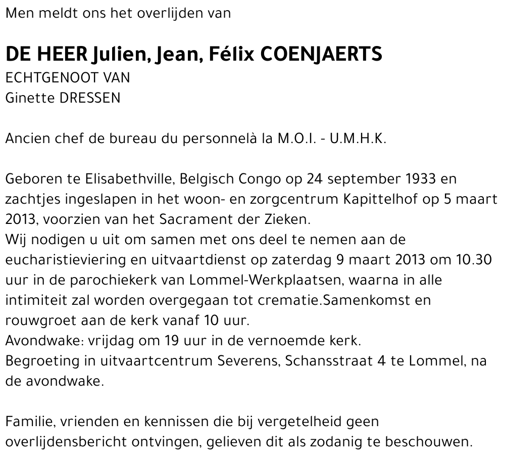 Julien, Jean, Félix Coenjaerts