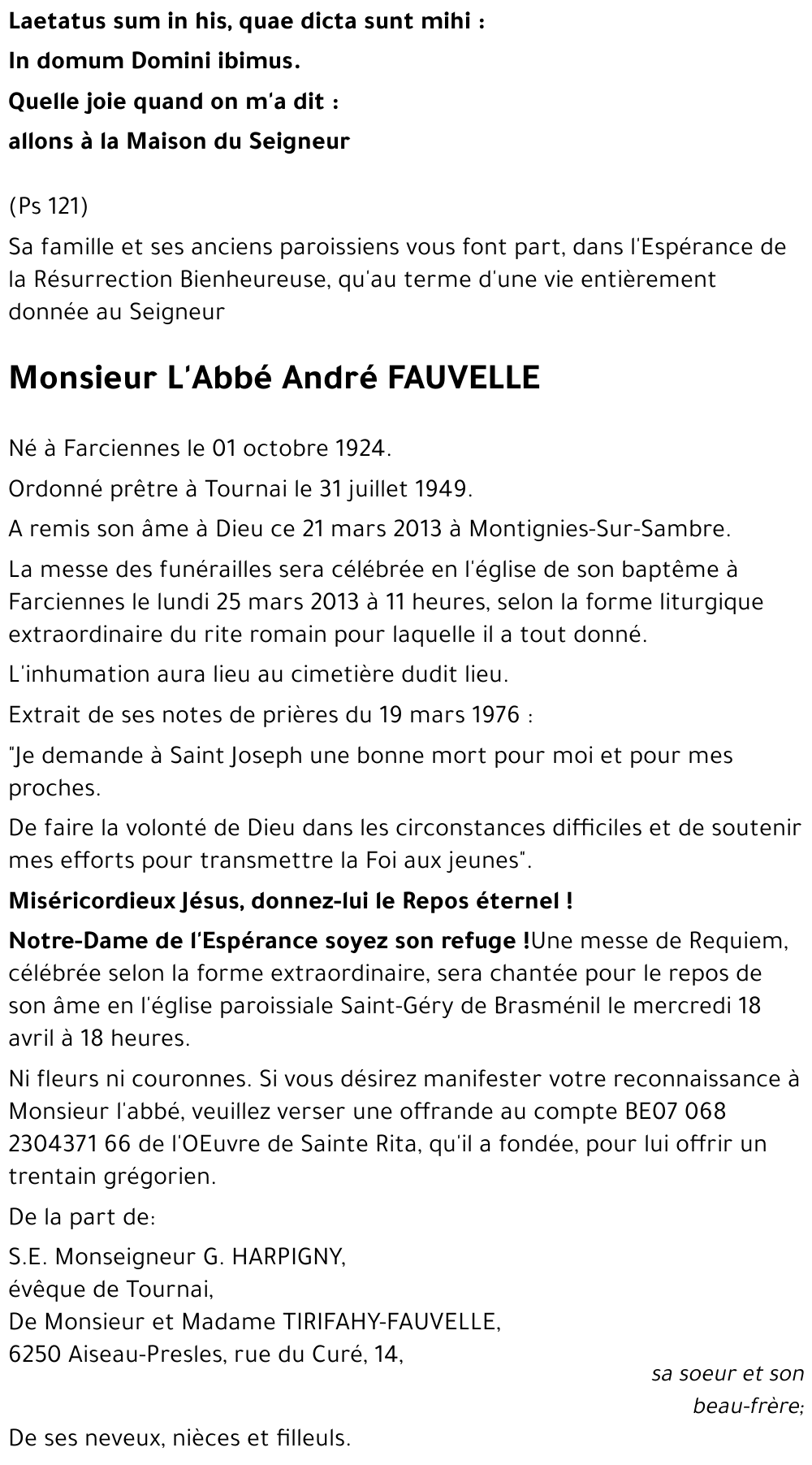 L'Abbé André FAUVELLE