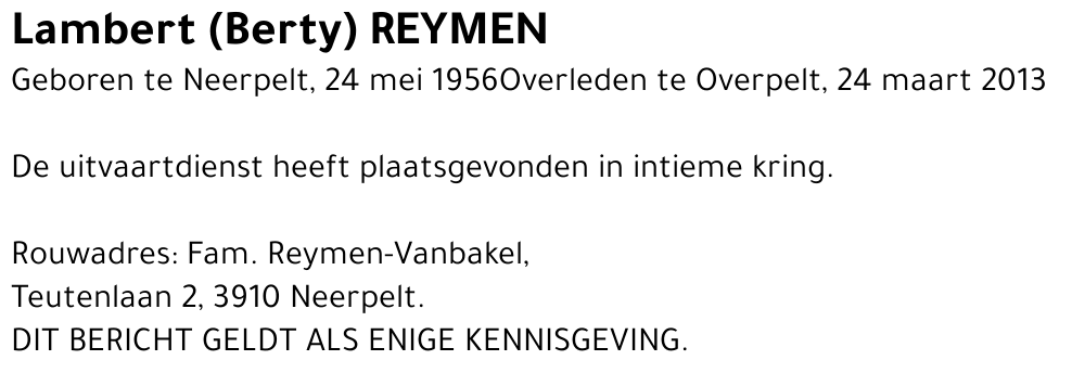Lambert (Berty) Reymen
