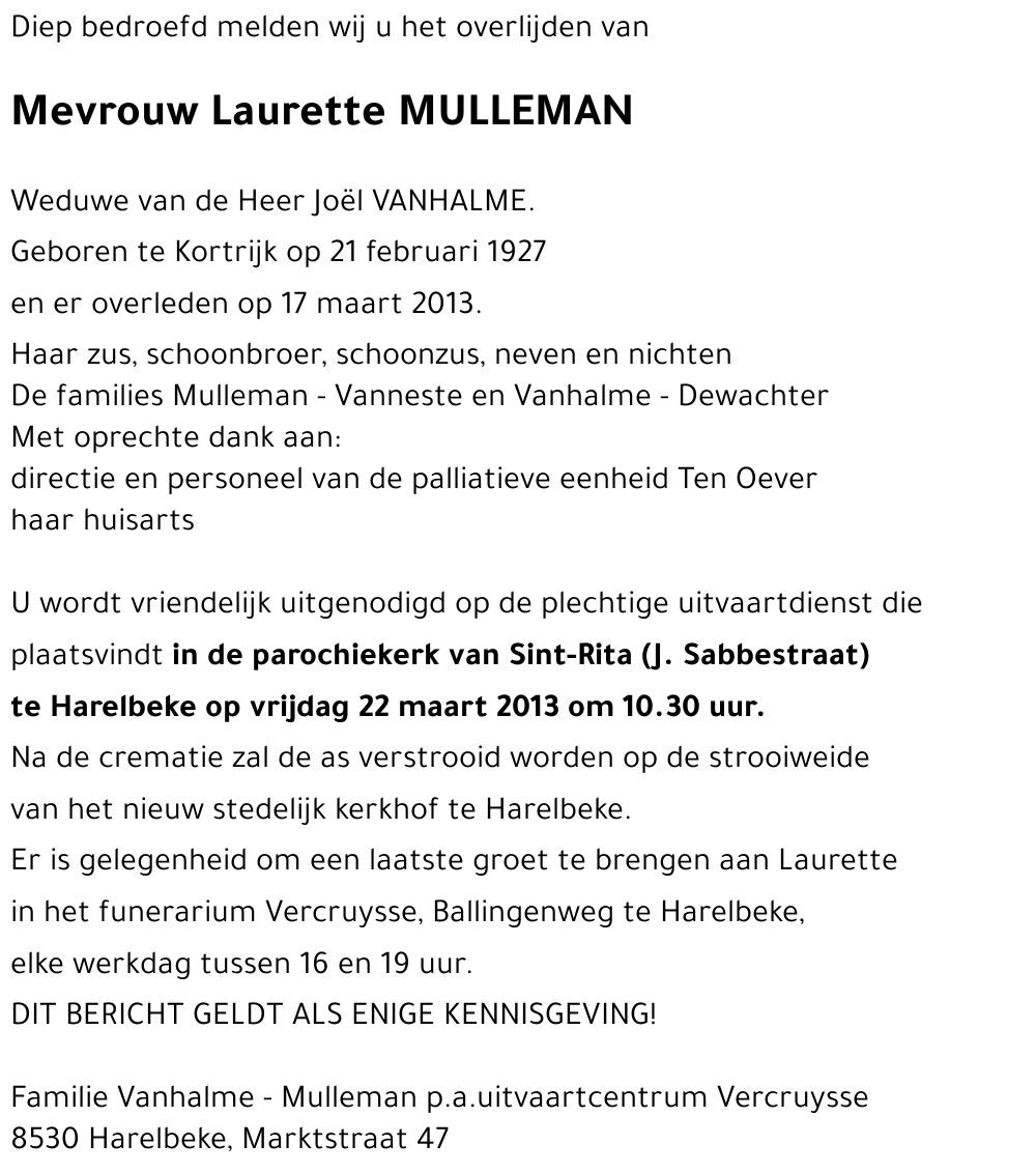 Laurette MULLEMAN