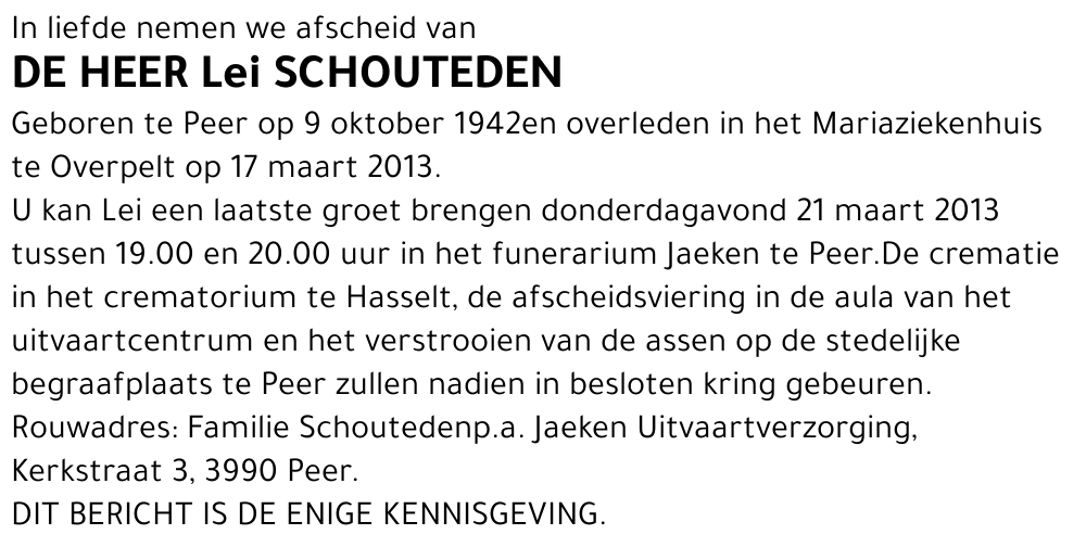 Lei SCHOUTEDEN